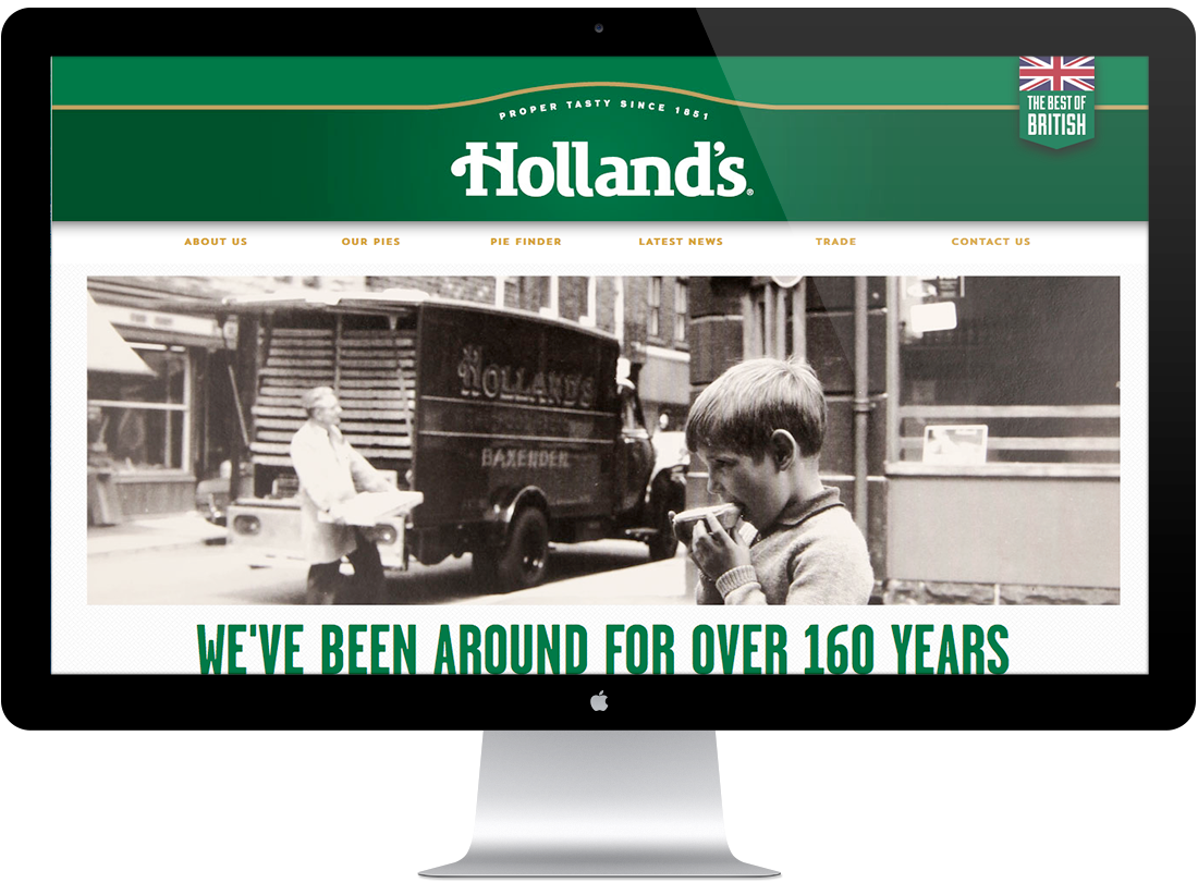 Hollxand's pies website redesign mocked up on imac