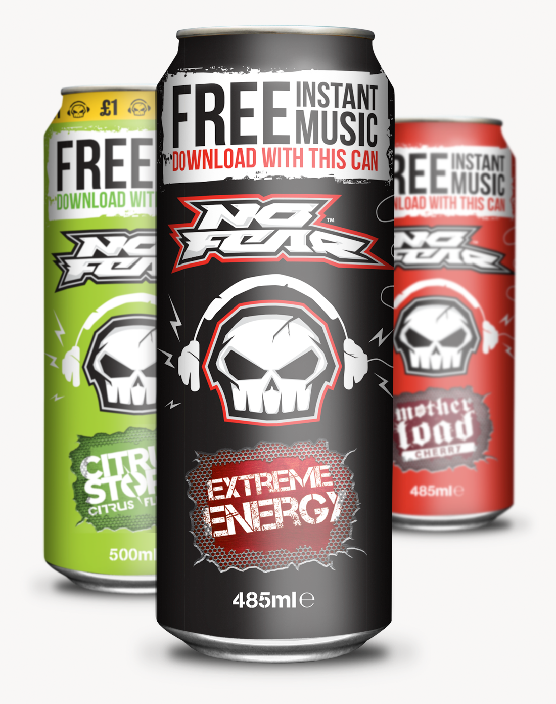 3 No Fear Extreme energy Music Promo cans