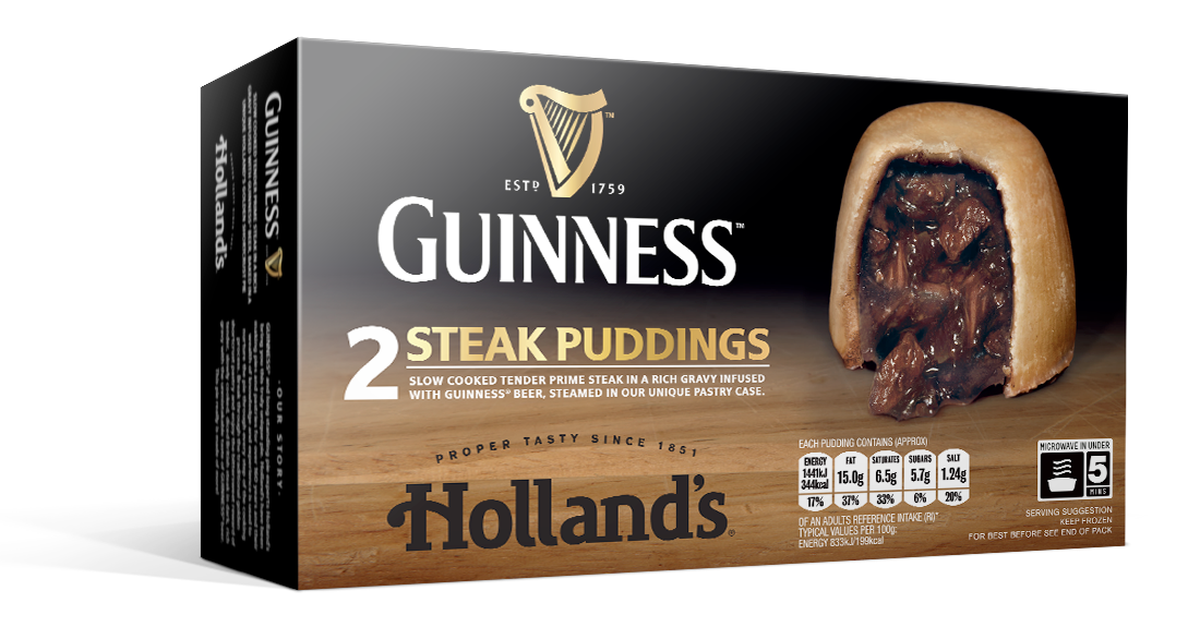 holland's pies steak and guinness pudding box