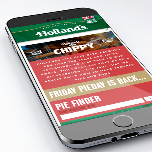 holland's pies website design mocked up on iphone 6