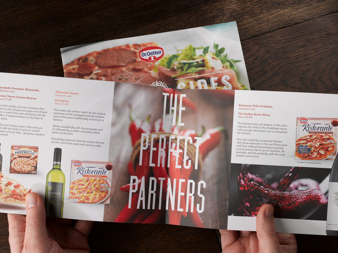 Dr Oetker Pizza and Wine guide photographed on dark wood 2