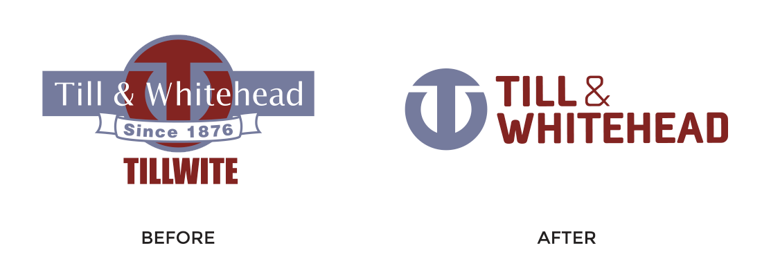 Till & Whitehead logo -before and after