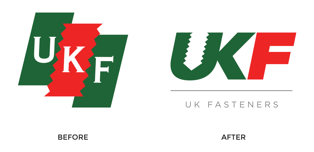 UK Fasteners logo -before and after