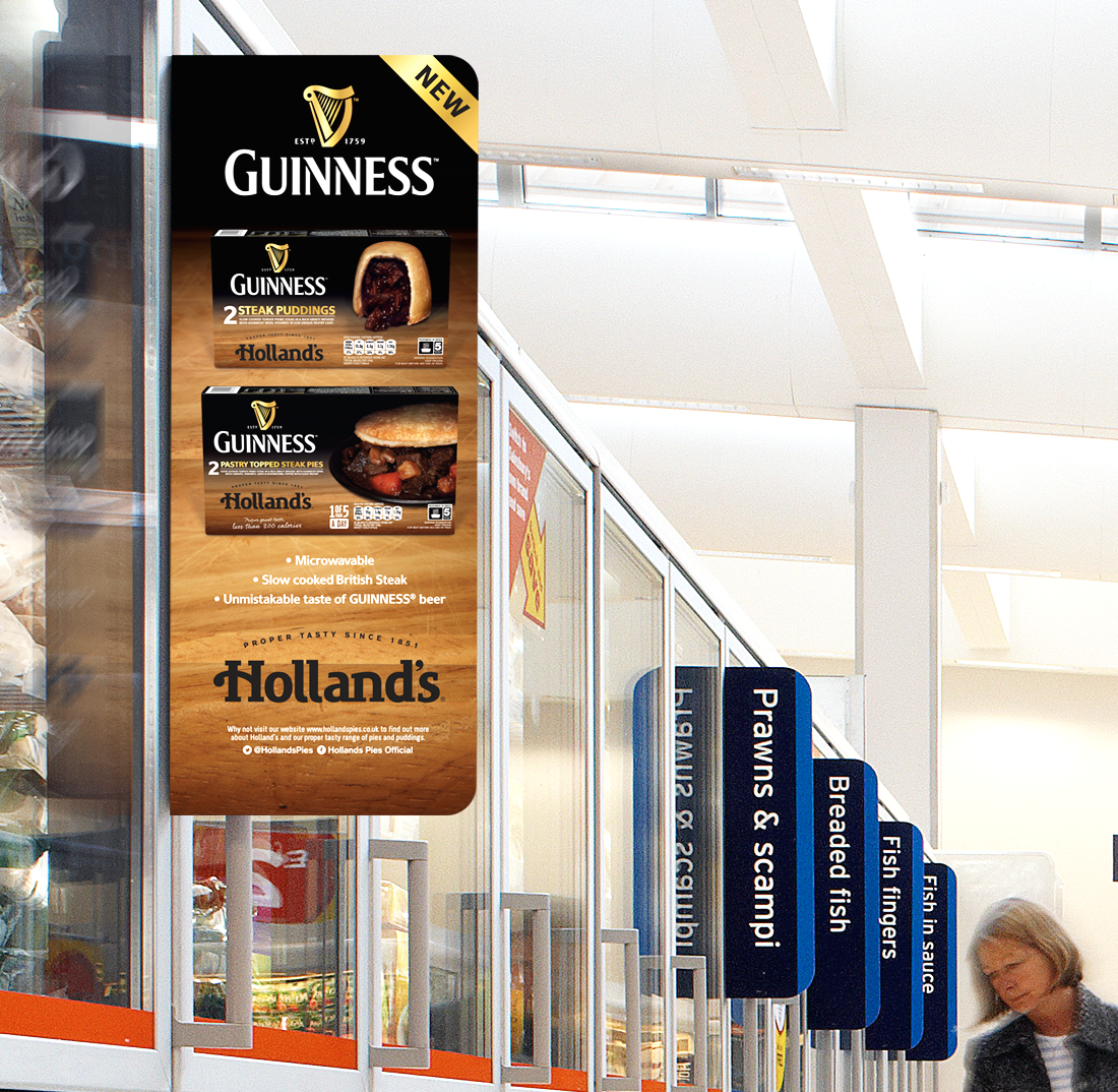 holland's pies steak and guinness in store media