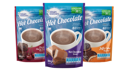 Weight Watchers hot chocolate pouches, 3 flavours